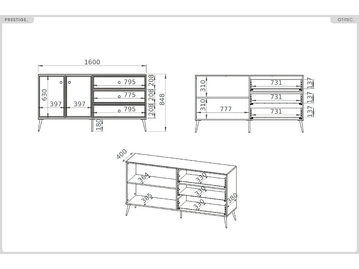 Commode - H.85 x L.160 x P.40 cm - PRESTIGE