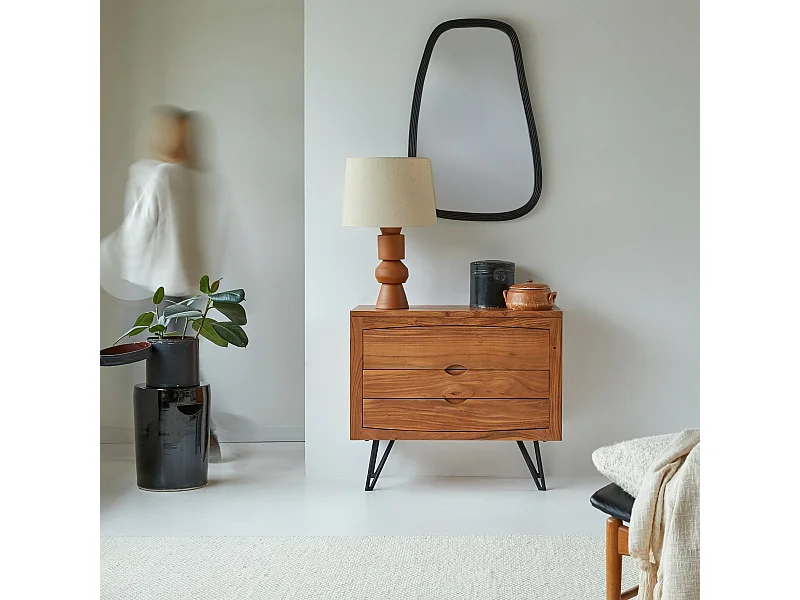 Cassettiera Bonnie a 3 cassetti in legno di acacia