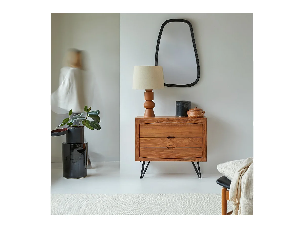 Cassettiera Bonnie a 3 cassetti in legno di acacia