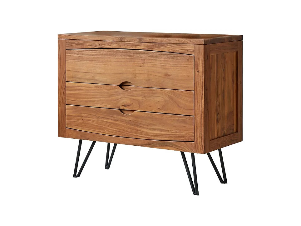 Cassettiera Bonnie a 3 cassetti in legno di acacia