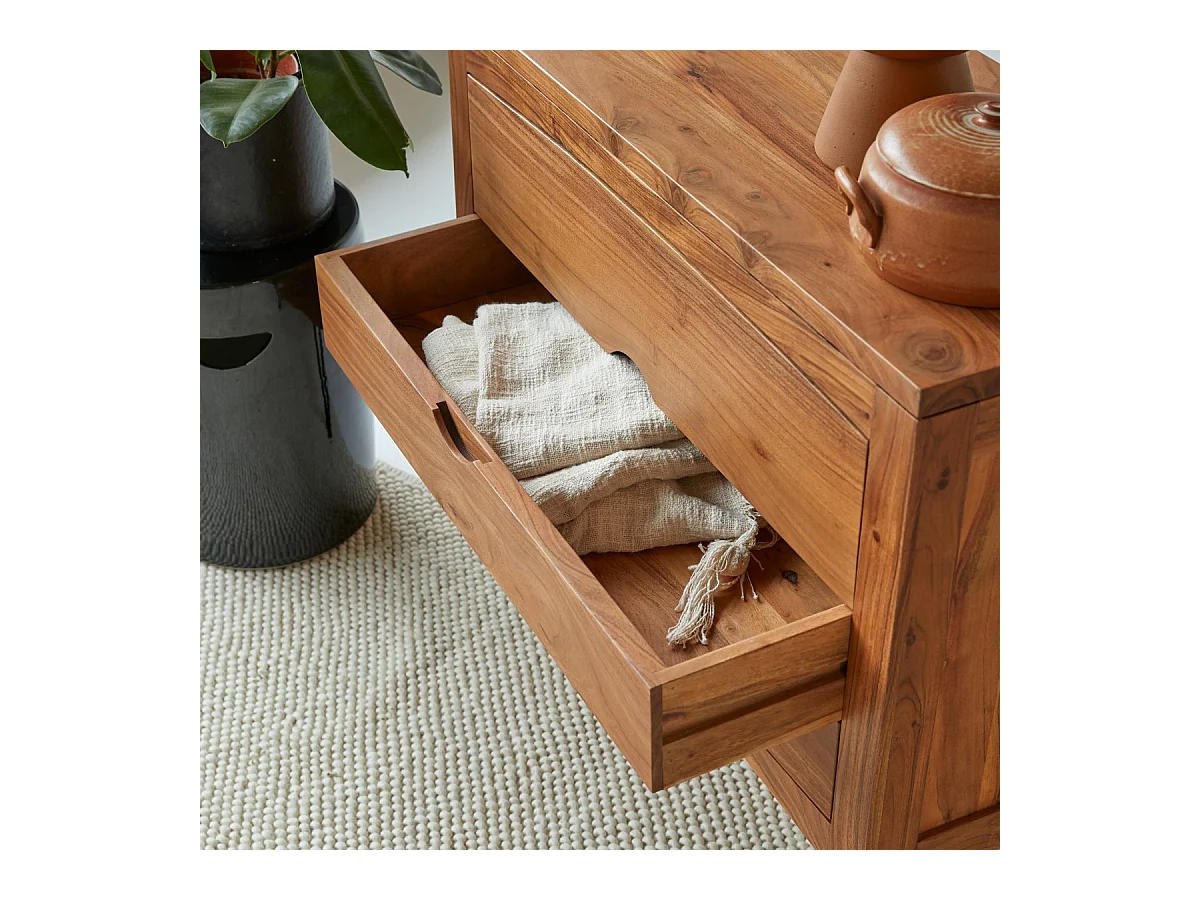 Cassettiera Bonnie a 3 cassetti in legno di acacia