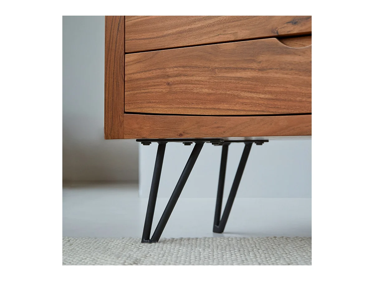 Cassettiera Bonnie a 3 cassetti in legno di acacia