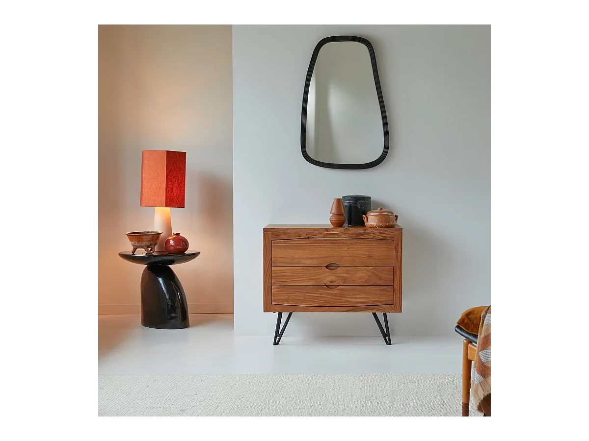 Cassettiera Bonnie a 3 cassetti in legno di acacia