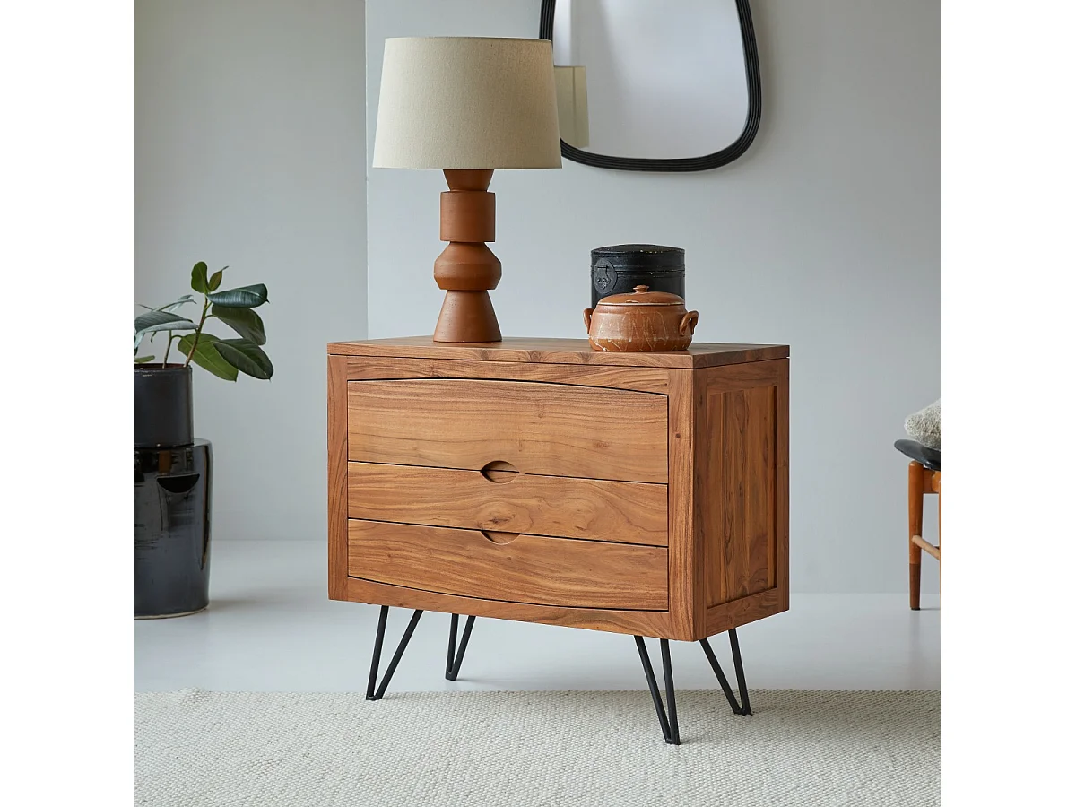 Kommode Bonnie aus Akazienholz mit 3 Schubladen