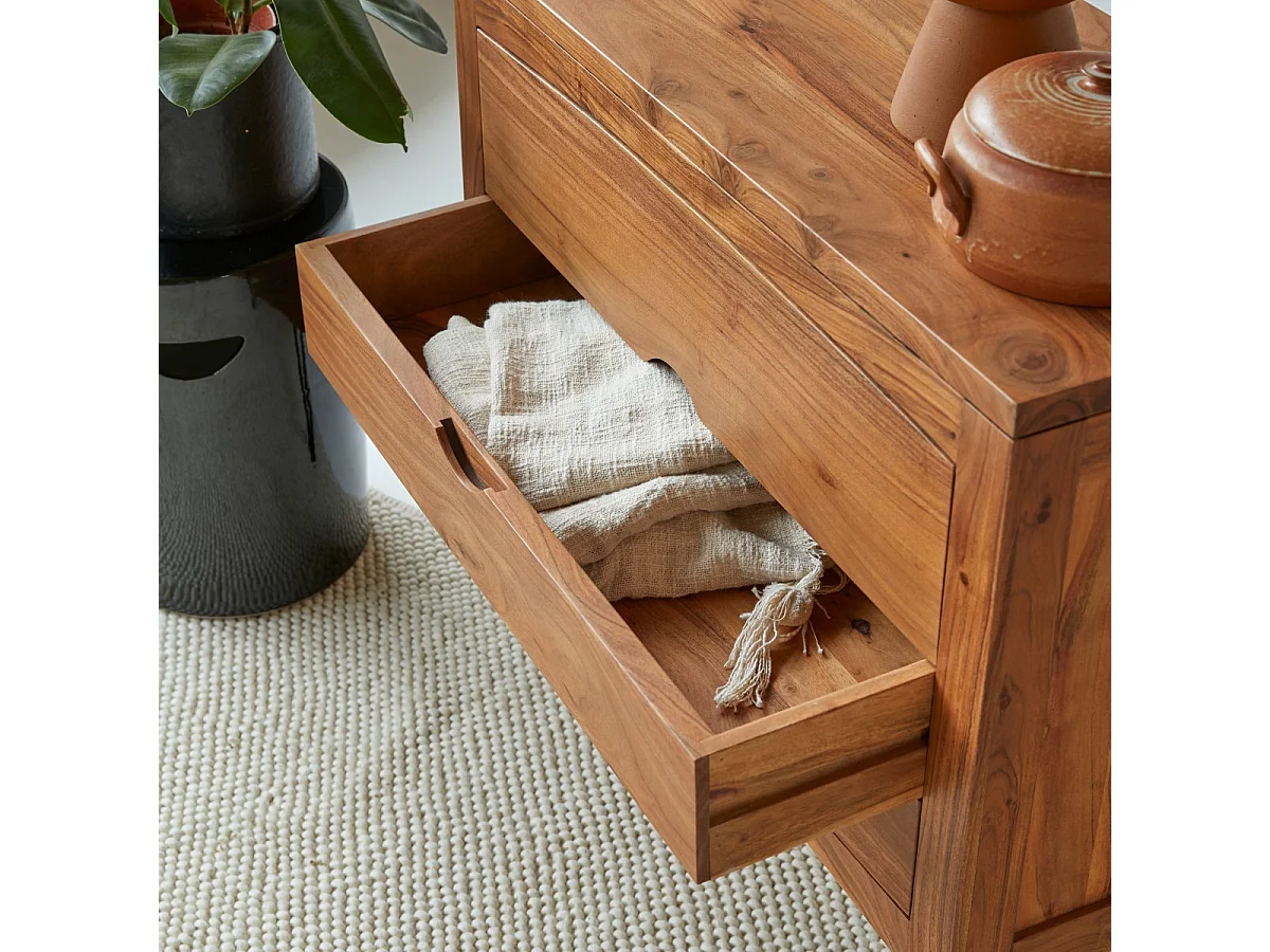Cassettiera Bonnie a 3 cassetti in legno di acacia