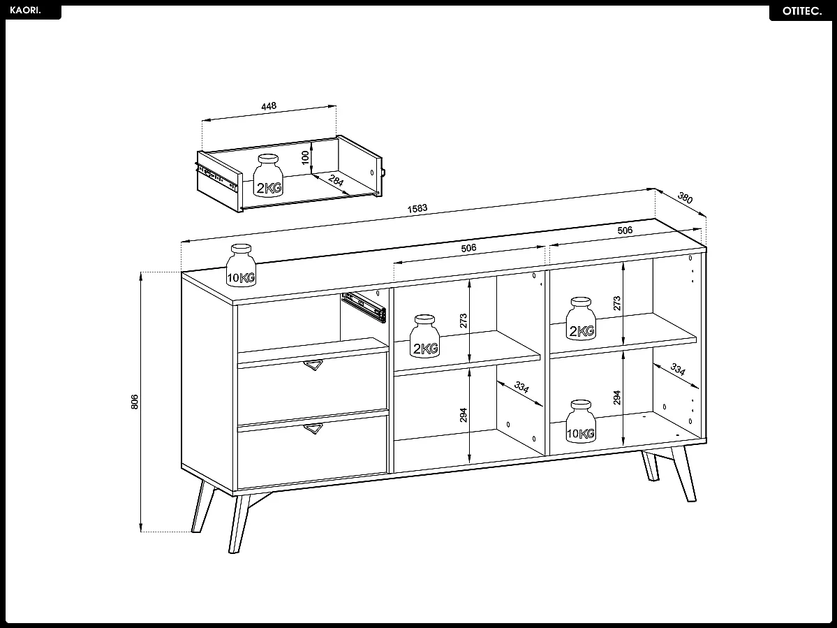 Commode - L.158 x H.80 x P.38 cm - KAORI