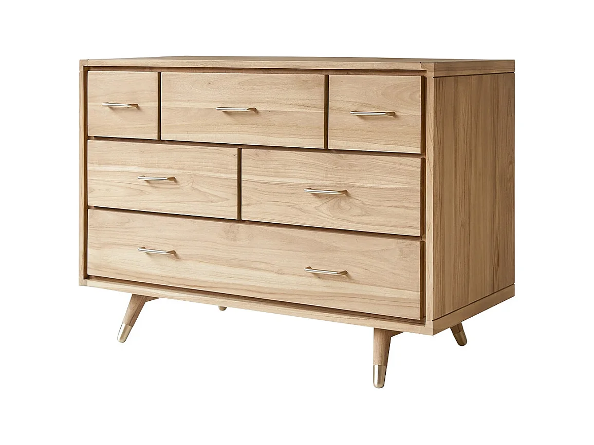 Kommode mit 6 Schubladen aus Teak Vintage Stil