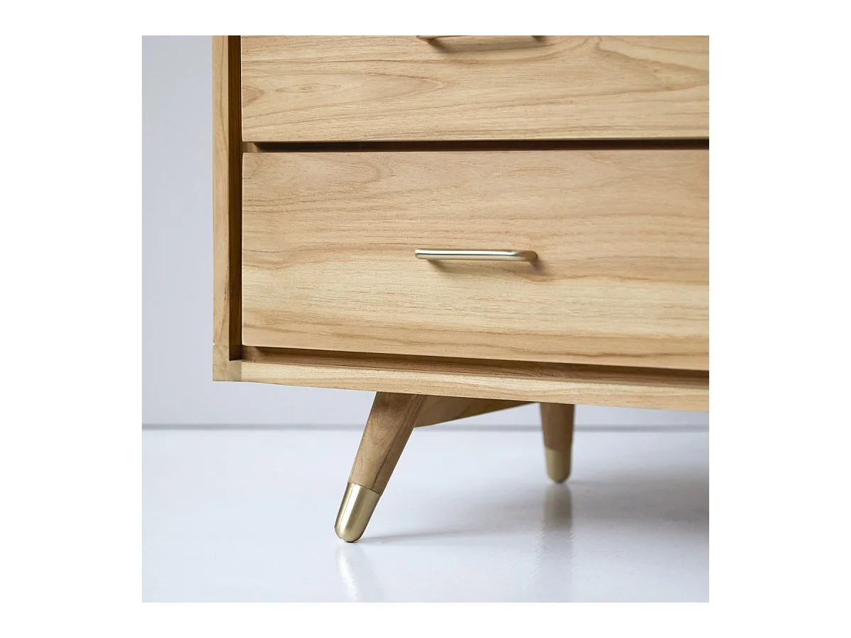 Kommode mit 6 Schubladen aus Teak Vintage Stil