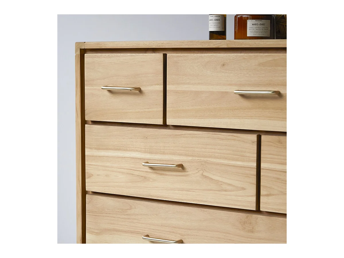 Kommode mit 6 Schubladen aus Teak Vintage Stil