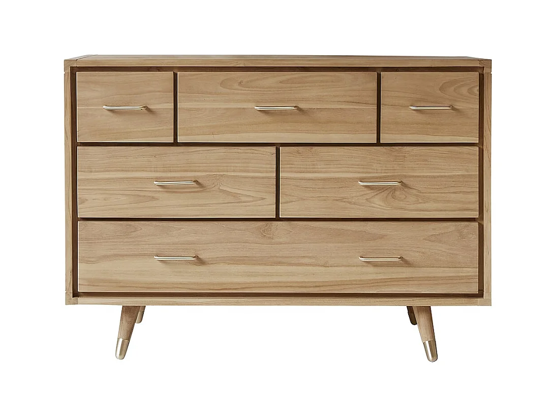 Kommode mit 6 Schubladen aus Teak Vintage Stil