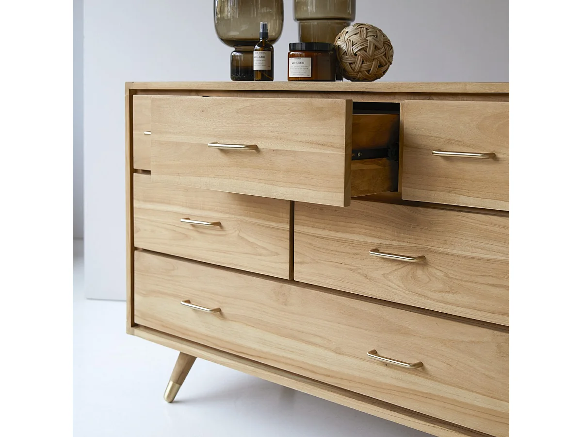 Cassettiera con 6 cassetti in Teak stile vintage
