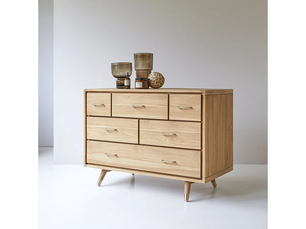 Cassettiera con 6 cassetti in Teak stile vintage