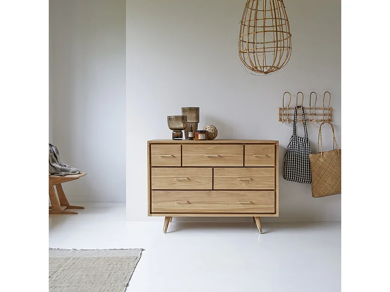 Cassettiera con 6 cassetti in Teak stile vintage