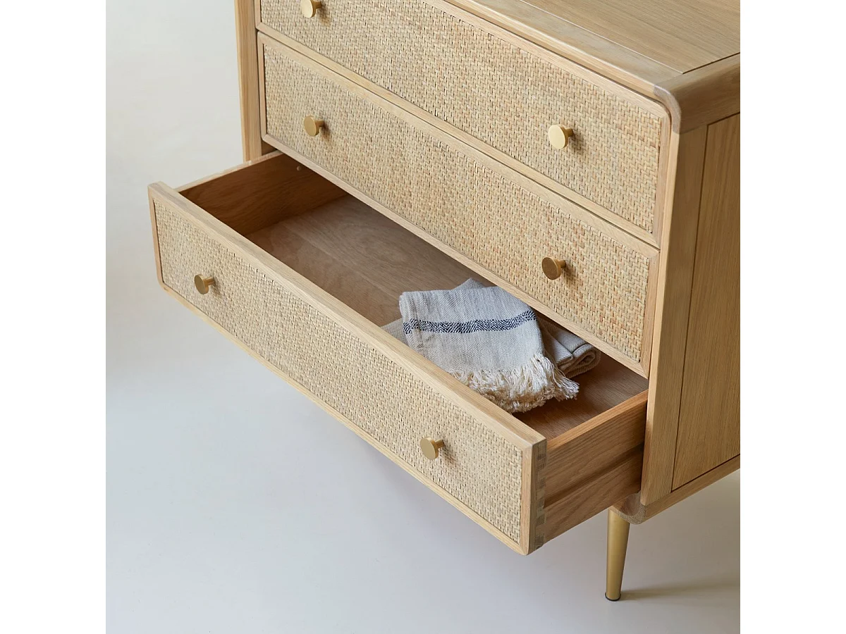 Cassettiera Côme in legno di rovere massello