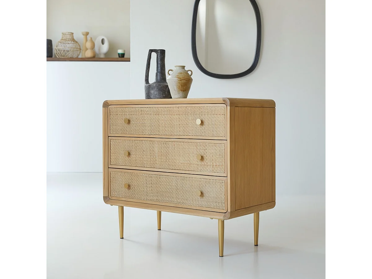 Cassettiera Côme in legno di rovere massello