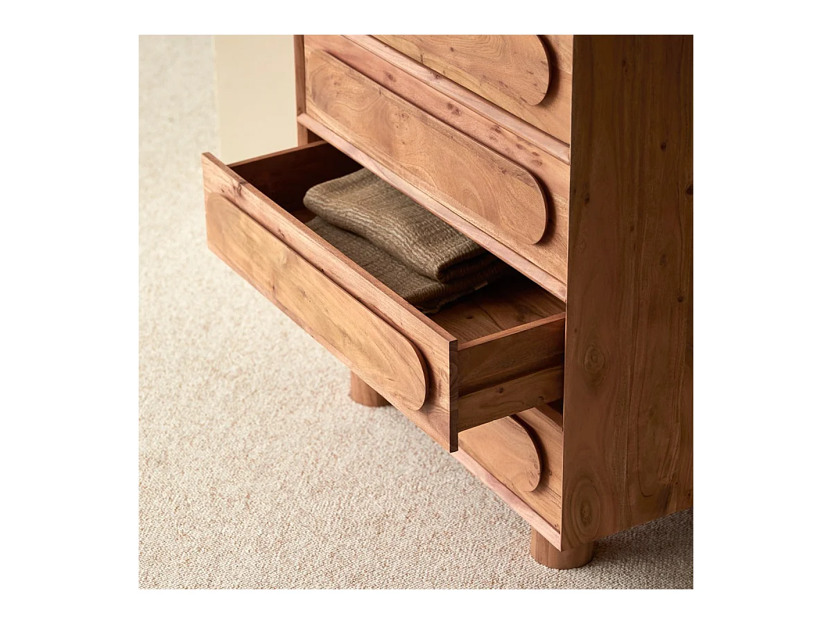 Cassettiera in legno di acacia 5 cassetti Olga