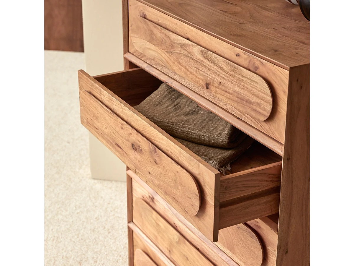 Cassettiera in legno di acacia 5 cassetti Olga