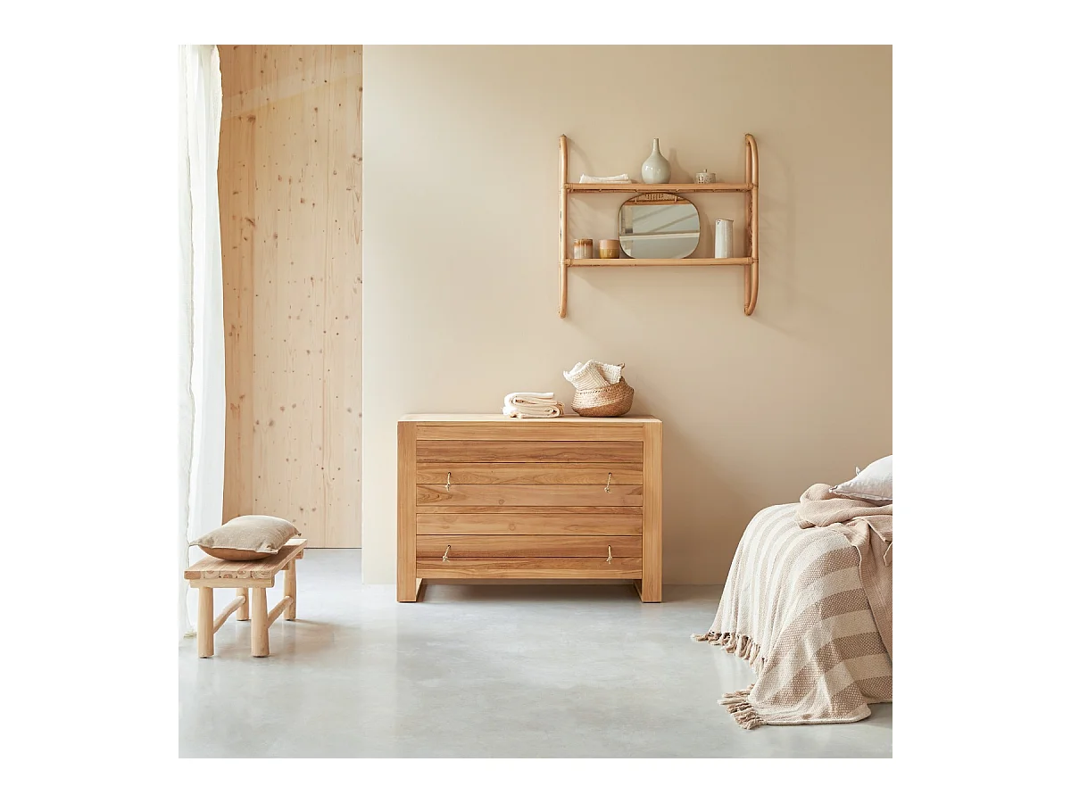 Commode en bois de teck 2 tiroirs Minimalys