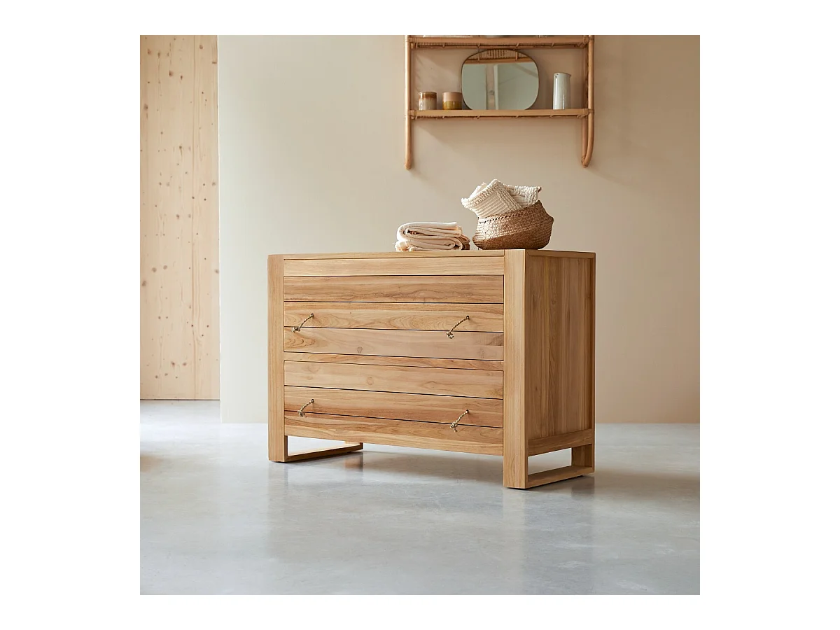 Commode en bois de teck 2 tiroirs Minimalys