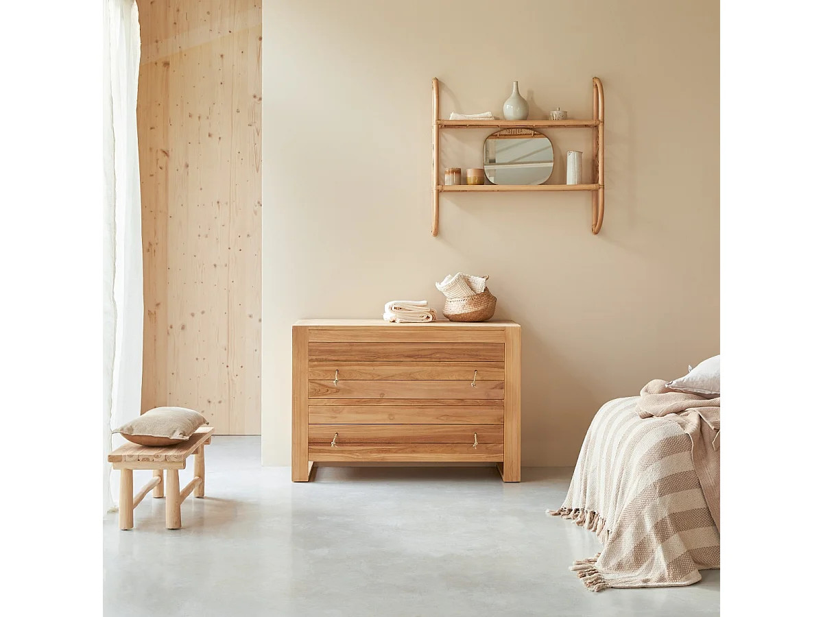 Commode en bois de teck 2 tiroirs Minimalys