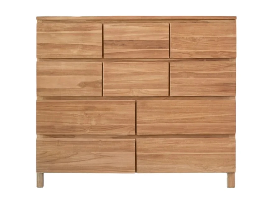 Commode en bois de teck 10 tiroirs Milano