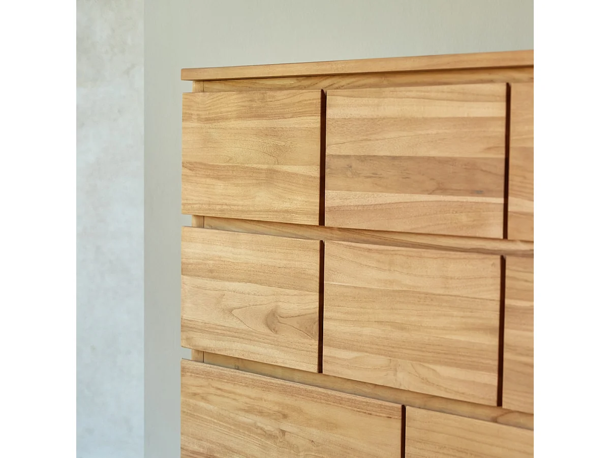 Commode en bois de teck 10 tiroirs Milano