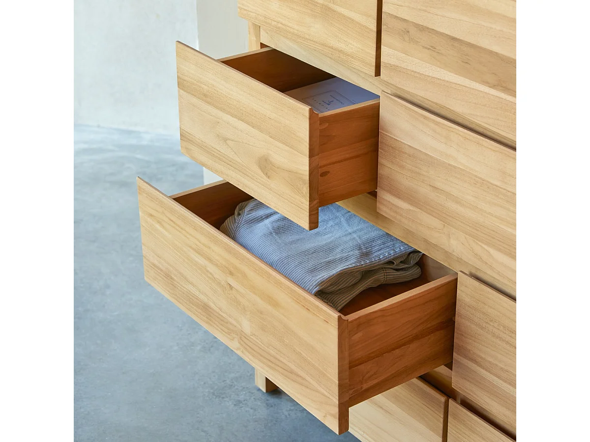 Commode en bois de teck 10 tiroirs Milano