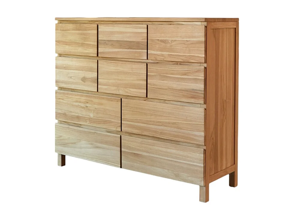 Commode en bois de teck 10 tiroirs Milano