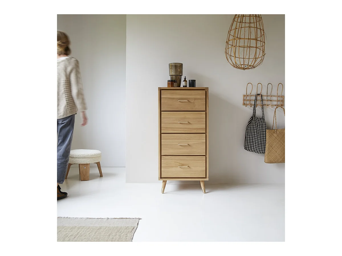 Madia con 4 cassetti in Teak stile vintage