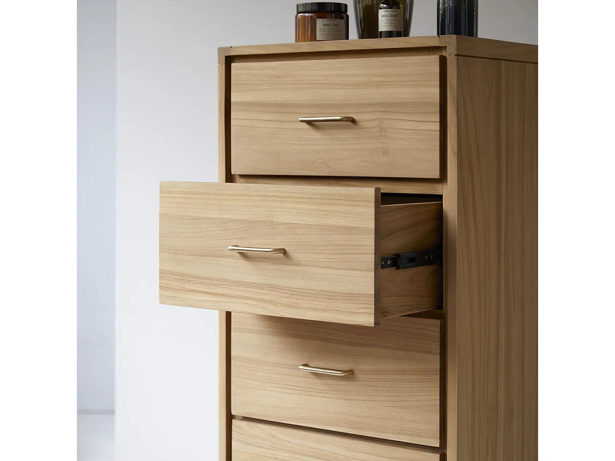 Hochkommode mit 4 Schubladen aus Teak Vintage Stil