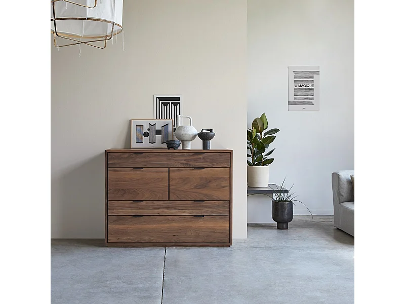 Kommode Senson aus Nussbaumholz mit 3 Schubladen