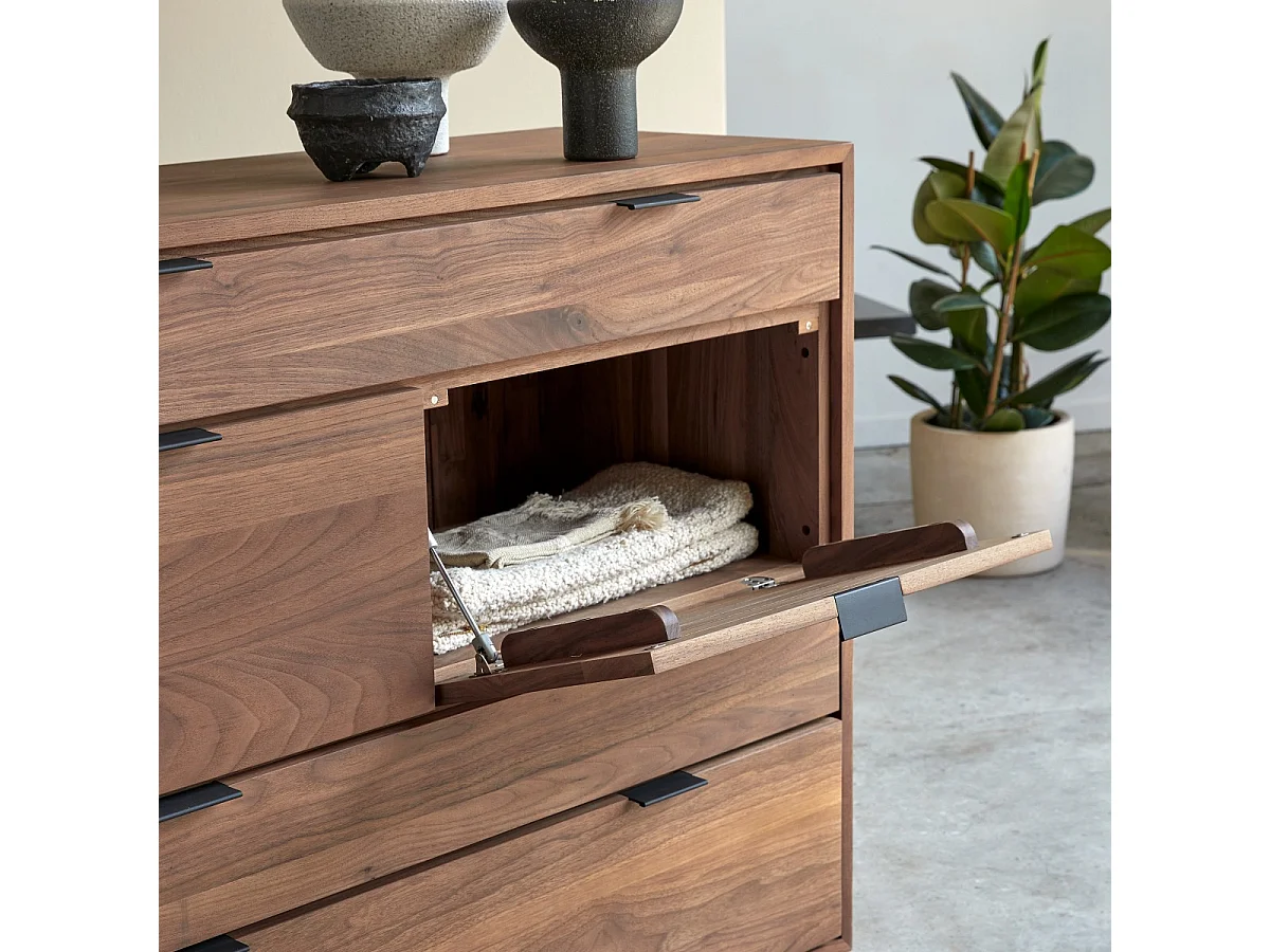 Kommode Senson aus Nussbaumholz mit 3 Schubladen