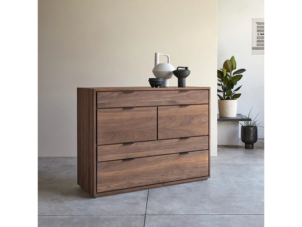 Kommode Senson aus Nussbaumholz mit 3 Schubladen