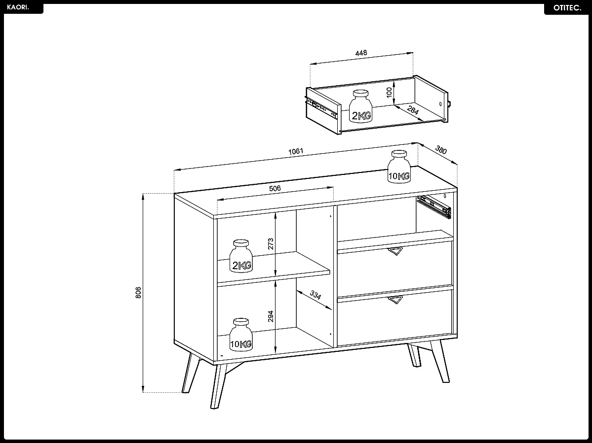 Commode - L.106 x H.80 x P.38 cm - 3 tiroirs - KAORI
