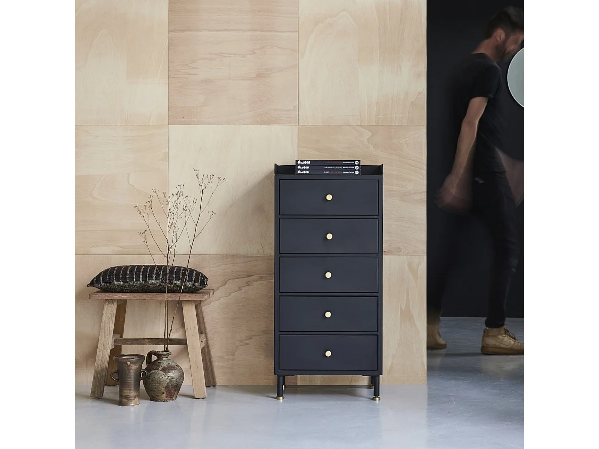 Chiffonnier en métal peint 5 tiroirs Anika