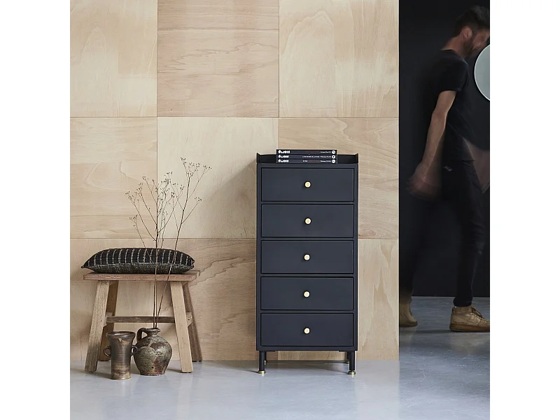 Madia in metallo verniciato a 5 cassetti Anika