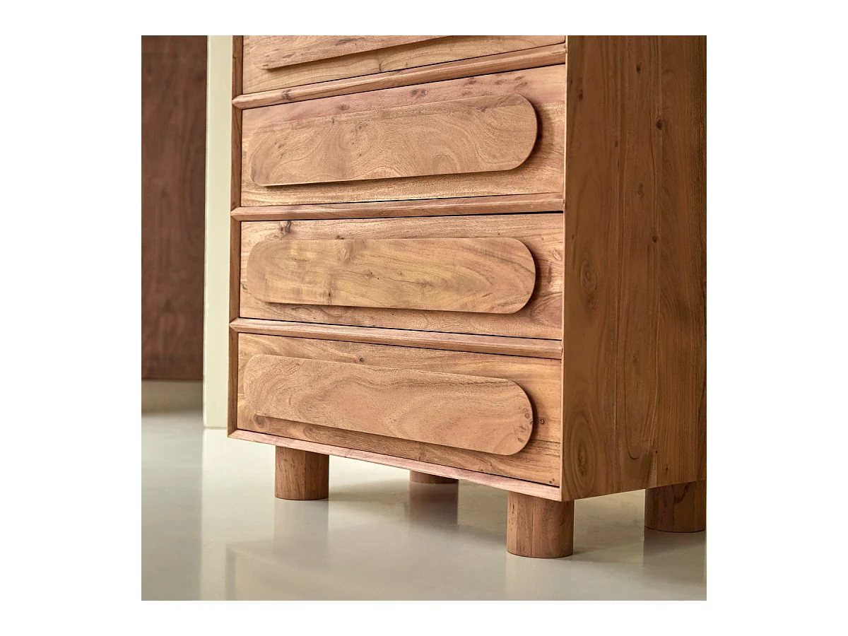Cassettiera in legno di acacia 5 cassetti Olga