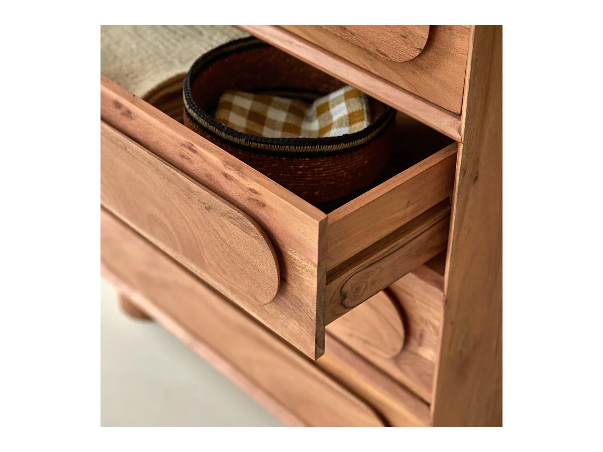 Cassettiera in legno di acacia 5 cassetti Olga