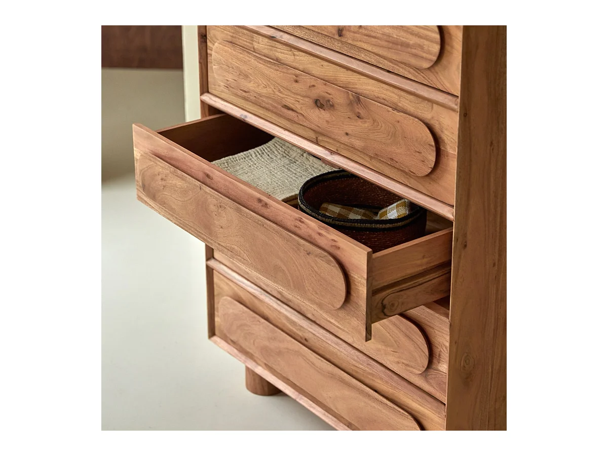 Cassettiera in legno di acacia 5 cassetti Olga