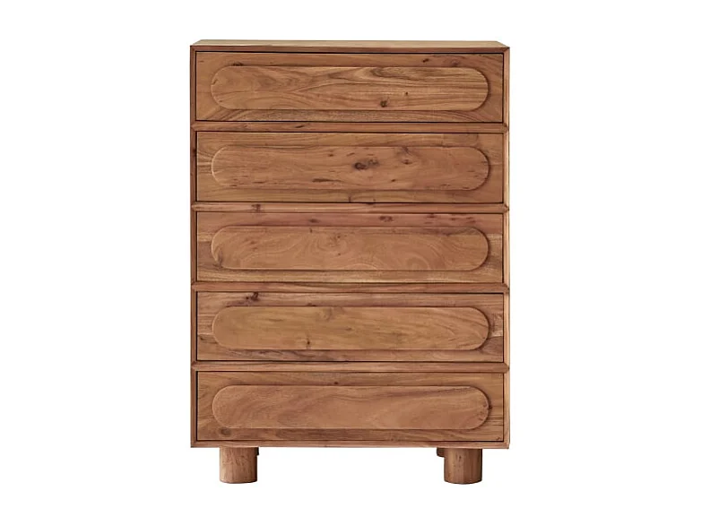 Hohe Kommode aus Akazienholz 5 Schubladen Olga