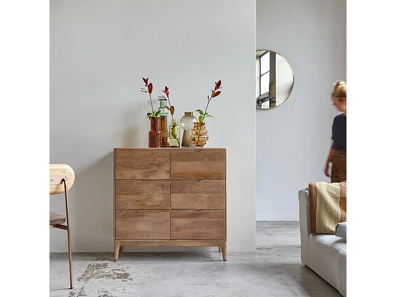 Commode de rangement en bois de manguier massif Gabrielle