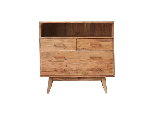 cassettiera comò mobile camera legno massello acacia 4 cassetti stanza letto