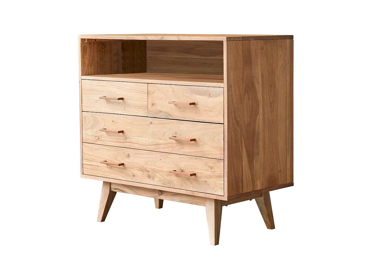 cassettiera comò mobile camera legno massello acacia 4 cassetti stanza letto