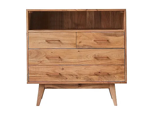 cassettiera comò mobile camera legno massello acacia 4 cassetti stanza letto