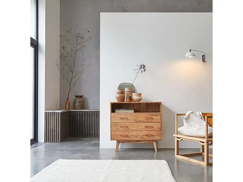 Kommode Sideboard Highboard 4 Schubladen Akazienholz Schlafzimmer Tikamoon