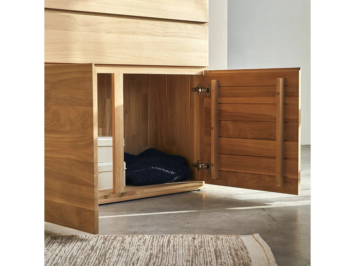 Cassettiera alta in legno di teak massello Nino