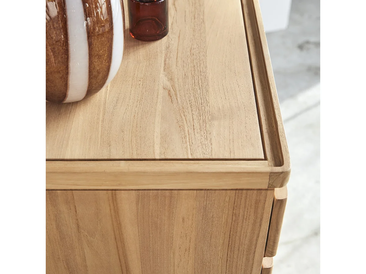 Cassettiera alta in legno di teak massello Nino