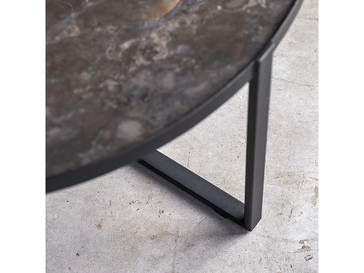 Tavolino tondo in marmo e metallo 90 Milan