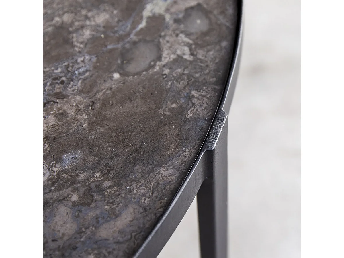 Runder Couchtisch aus Marmor und Metall 90 Milan