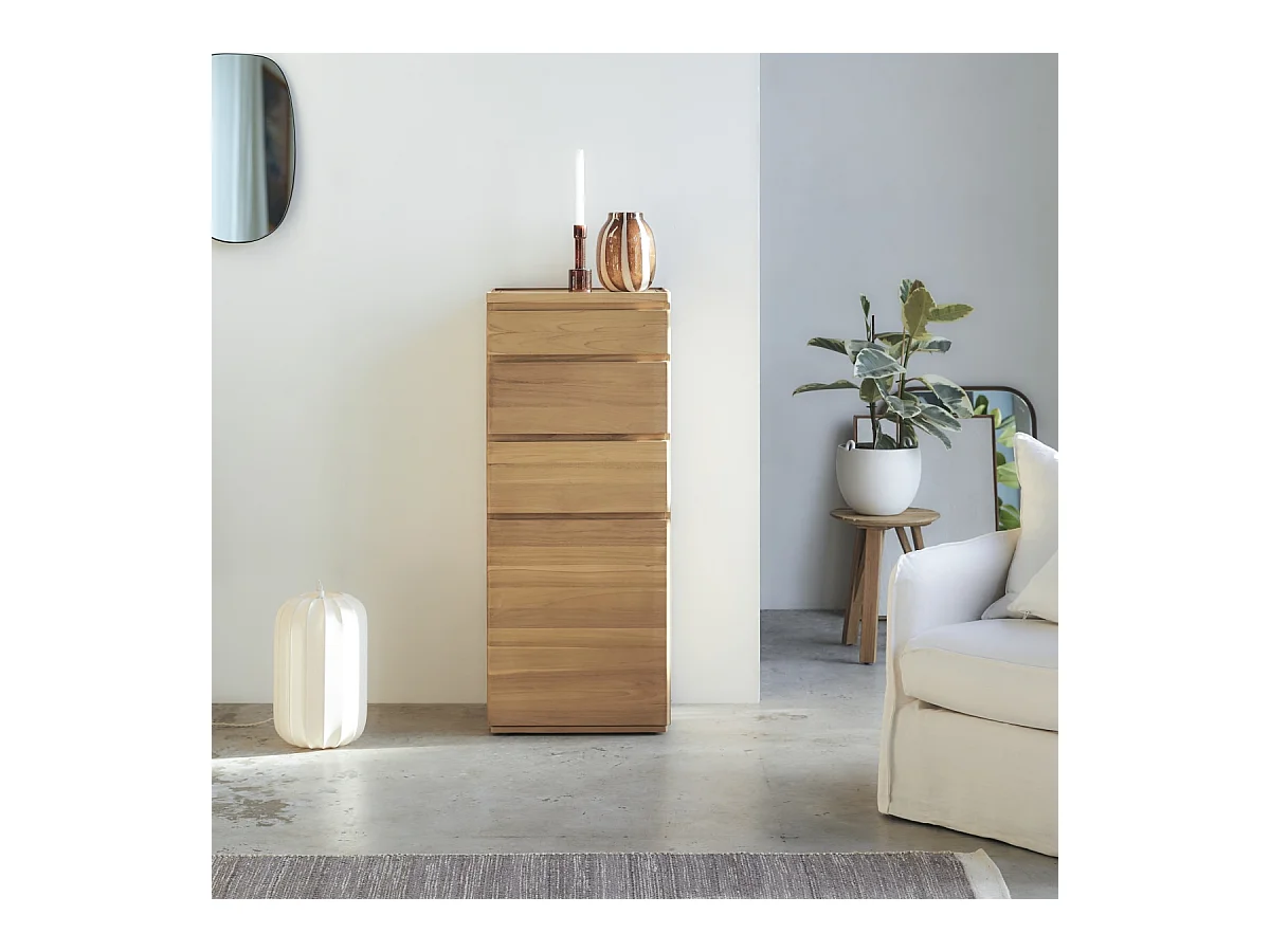 Chiffonnier en bois de teck massif Nino